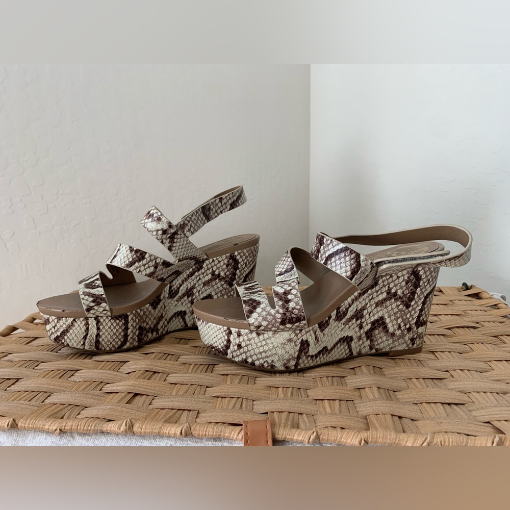 Vince Camuto Snake Print Wedges